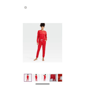 Women's Auden Red & White Christmas Tree Pajama Set M